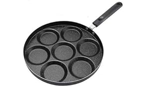 Pancake Pan 30cm Non Stick, 7 Hole Induction Cooktop Compatible Griddle Pan for Mini Pancakes, Blini, Poffertjes, Fried Eggs,