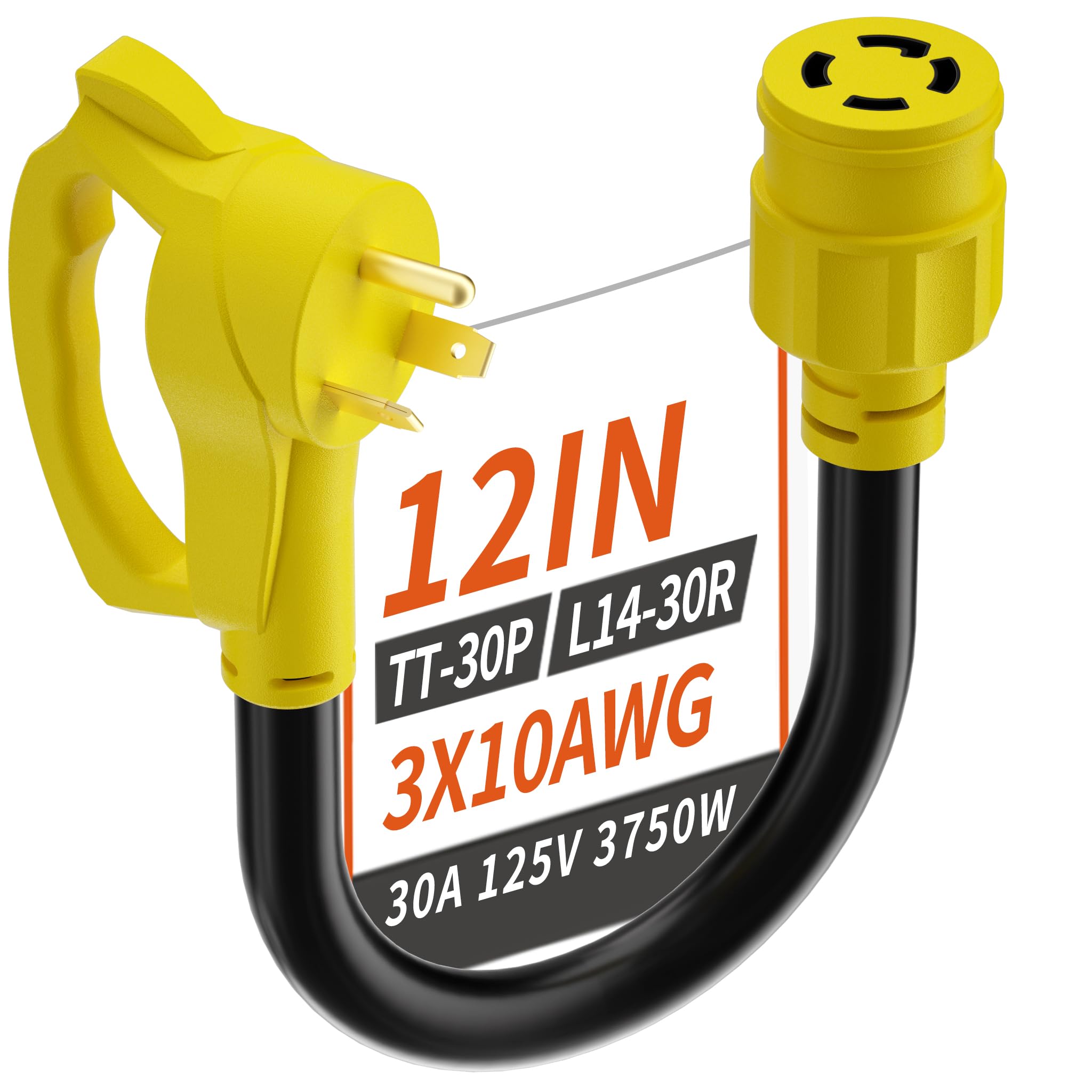 PlugSaf 3 Prong 30 Amp RV Generator Adapter