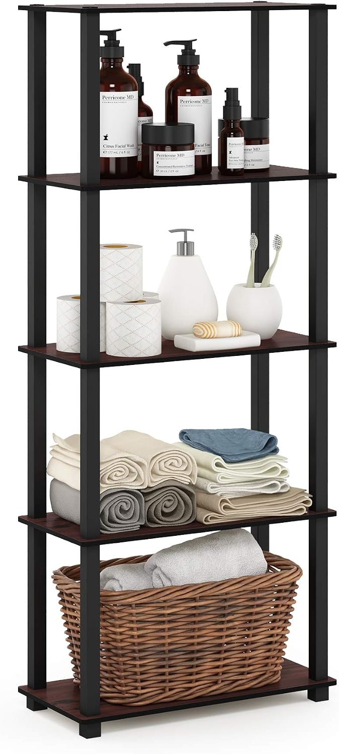 Furinno TURN-S-TUBE Book Shelf, 5-Tier Toolless Storage Shelves with Square Tubes - Image 5