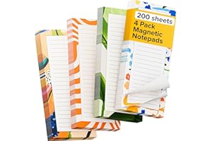 X-bet MAGNET Magnetic Notepads for fridge 200 sheets, grocery list pad for fridge, double gummed paper with color printing, magnetic shopping list pad for fridge (4 pack 50 sheets)