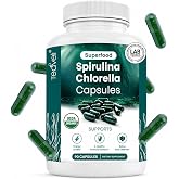 Organic Spirulina and Chlorella Capsules &ndash; Chlorophyll Pills &amp; Blue Green Algae to Support Powerful Detox, Energy &amp; A Healthy Immune System&ndash; 3X More Chlorella Spirulina Powder/Serving &ndash; 90 Ct