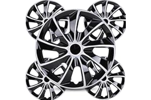Winjet 15-Inch Premium Silver Lacquer & Black Lacquer Hubcaps Wheel Cover Replacement R15 Hub Caps Universal Wheel Rim Cover Snap On Car Truck SUV (15 Inch Hubcaps Set of 4)