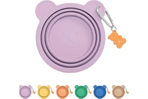 Furtizen Silicone Collapsible Travel Bowl with Free Poop Bag Holder – Lightweight, Portable, Multipurpose for Pets, Dishwasher & Microwave Safe (Purple, Medium)