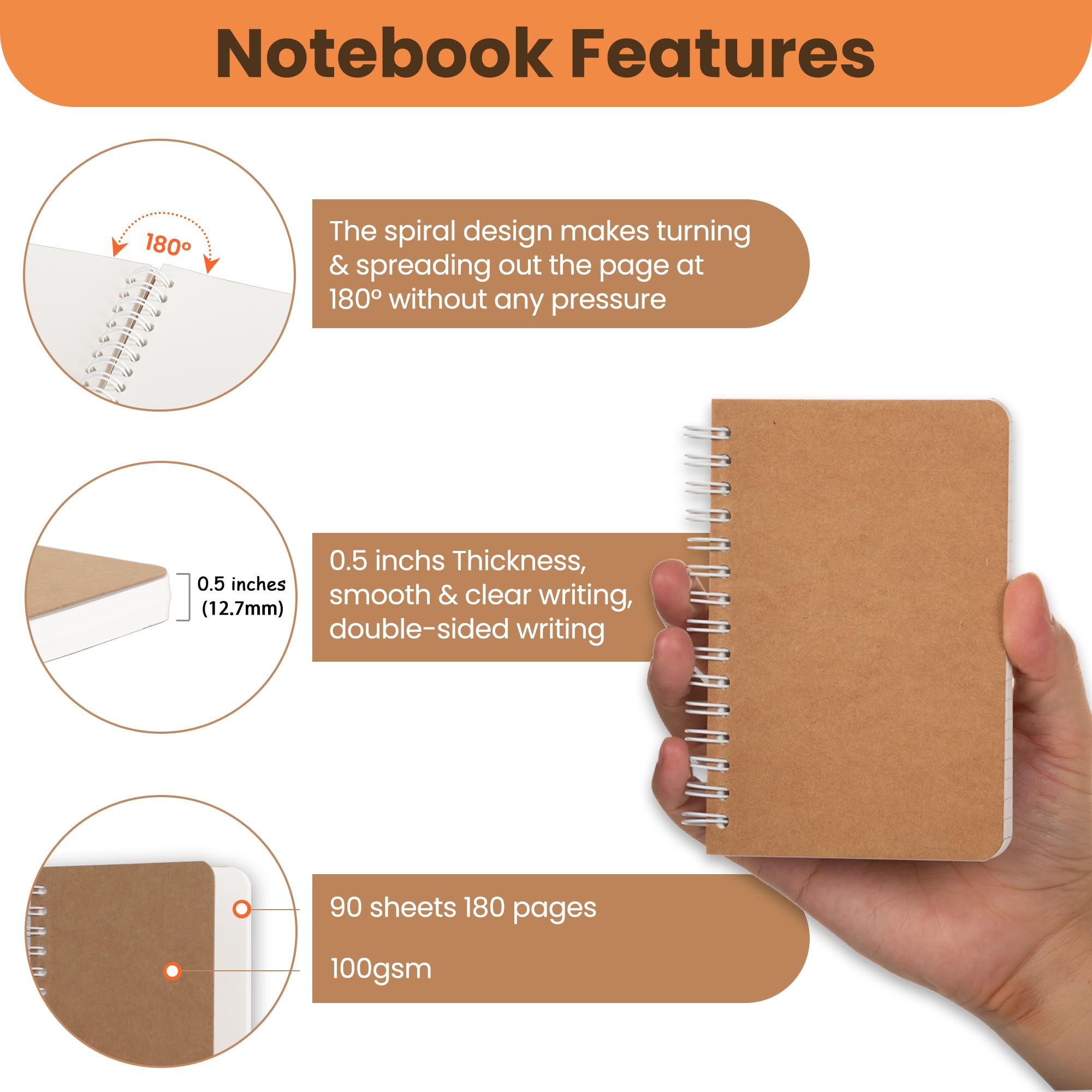 Mua Spiral Notebook, 5 Pack Small Pocket Size Notebooks for Writing ...