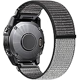 WolliLe Nylon Sport Watch Band Compatible with Garmin Fenix 5/Fenix 6/Fenix 7/Fenix 8/Fenix E 47mm, 22mm Quickfit Woven Wristband Strap for Fenix 7 Pro/6 Pro/5 Plus/Approach S60/S62