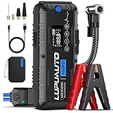 4000A Car Jump Starter with 160PSI Air Compressor, 12V Car Charging Battery Booster Pack (10L Gas/8.5L Diesel), Portable Jump Starter Power Pack with LED Display, 500LM Lights