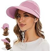 Sun Hats for Women UV Protection Wide Brim 2 in 1 Zip-Off Visor Summer Beach Womens Packable Golf Hat