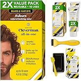 2X Reusable Hair & Beard Dye for Men – Auburn | Up to 10 Uses, 7 Minutes | Natural Gray Coverage, No-Drip Cream with SkinArmour® – Cleverman