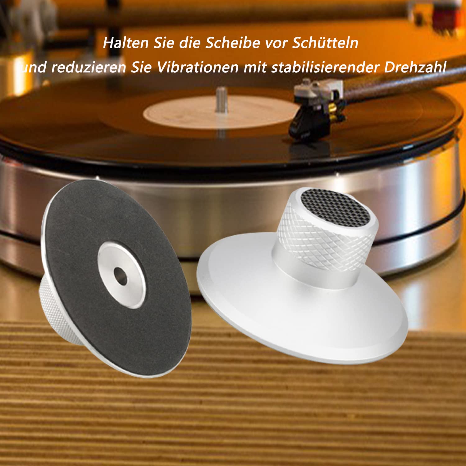 Brollitest Carbonfaser-Schallplattengewichtsscheibe, Vinyl-Gewichtsstabilisator, Schallplattenklammerstabilisator, 130g, Für Plattenspieler-Plattenspieler-Silber 5
