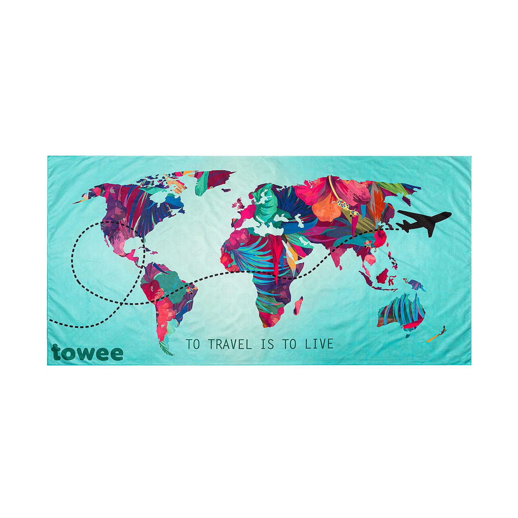 Towee Beach Towel, Microfiber Towel for travelling, Sports Towel with funny designs (Travel The World)