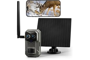 JOCIRUS Trail Camera, 4G Dual-Lens Cellular Trail Camera with Built-in ESIM Card, 2.4K HD Live, Unlimited Data Plan, Solar Powered, Night Vision, No WiFi Needed Game Cam for Wildlife
