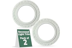 Renovators Supply Manufacturing Recessed Spot Light Trim White Urethane Recessed Decorative Ceiling Medallion 6" ID X 10" OD Light Rosette Water Resistant Ceiling Moulding Pack of 2