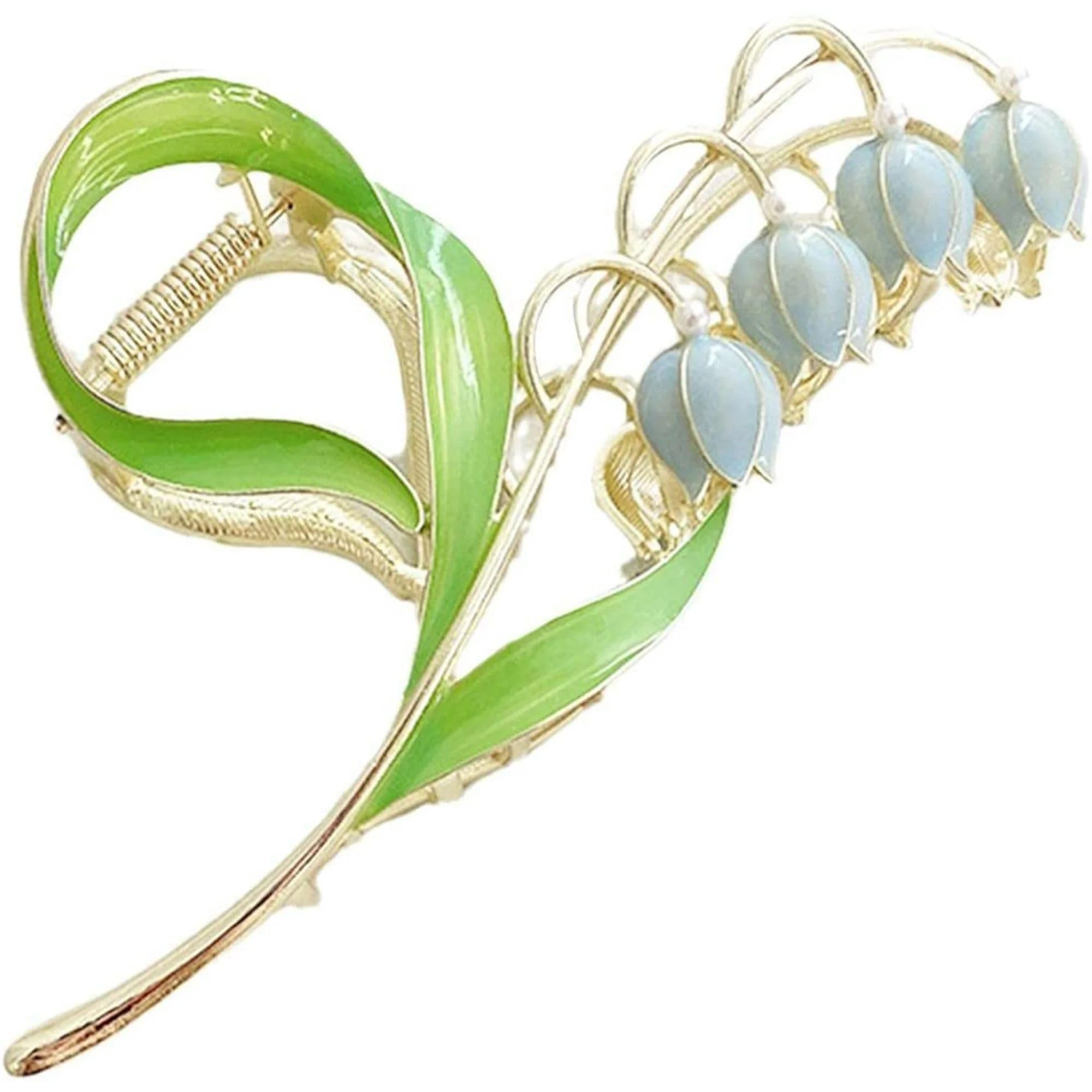 Lily of The Valley Flower Hair Clips, Orchid Hair Clamps,Metal Hairpin, Lily Flower Jaw Clamp Hair Styling Hair Accessories for Thick Thin Hair Clips and Barrettes