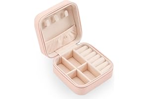 XZUZ Small Travel Jewelry Boxes, Portable Jewelry Organizer Display Storage boxes for earrings, rings, necklaces, jewelry boxes for women. (Pink).