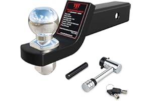 TYT Trailer Hitch Mount with 2" Chrome Ball&Lock, Fits 2-in Receiver, 7,500 lbs (2-Inch Drop)