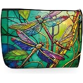 Wenboco Dragonfly Print Women Makeup Bag, Dragonflies Gifts Cosmetic Bags Travel Organizer Bag Makeup Pouch, Sister Birthday Christmas Gift for Mom Friend, Dragonfly Gifts for Women (Colorful)
