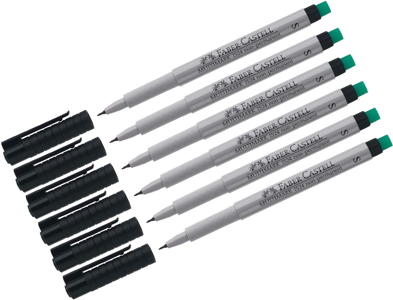 Faber-Castell Multimark S 152499 Marker Pens Non-Permanent Black (Pack of 6)
