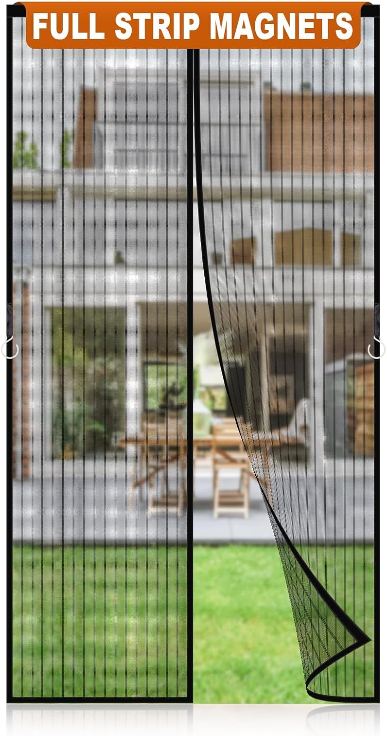 Photo 1 of LCYY.TG Magnetic Screen Door Mesh, Easy Install, Heavy Duty Fiberglass,Self Sealing Door Screen for Single Door Size 30 x 81 Inch, Screen Door Size 32 x 82 Inch