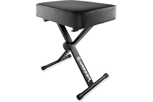 Hamzer Adjustable Padded Keyboard Bench, Heavy-Duty Foldable and Portable X-Style Stool Piano Seat with Cushion, Black