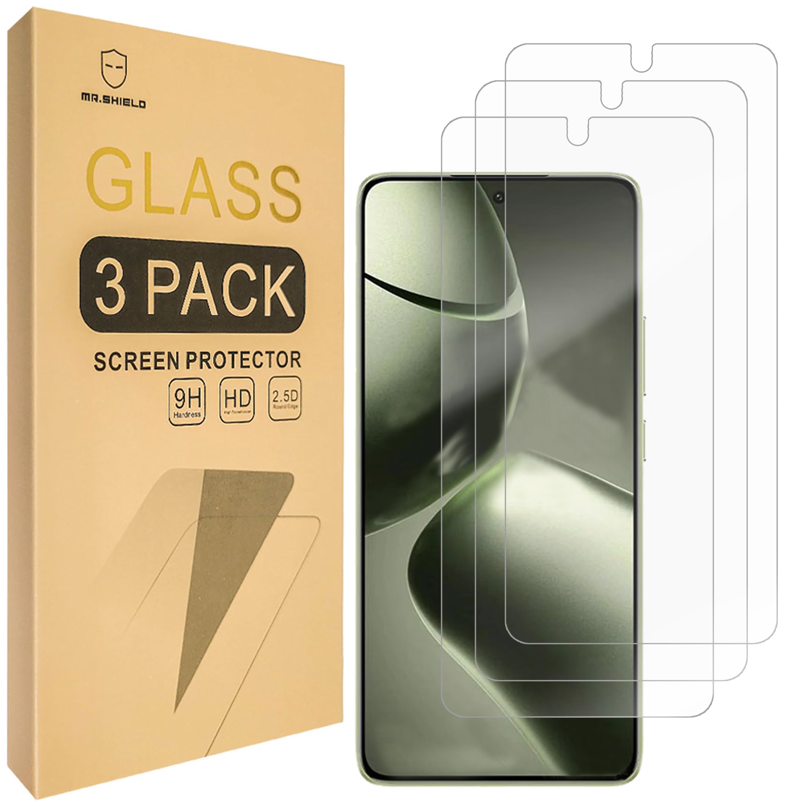 Mr.Shield Screen Protector compatible with Xiaomi 14T / Xiaomi 14T Pro [3-PACK] [Tempered Glass] [Japan Glass with 9H Hardness]