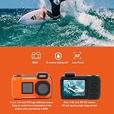 Dpofirs 4K Underwater Camera 65MP Dual Screen 33FT Waterproof Orange Floatable view 2