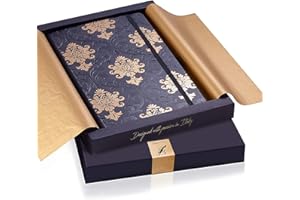BUSINESS-DESIRE Exclusive Writing Journal for Women and Men - Handmade in Italy with Ivory Paper - Vintage Travel Diary Notebook for Daily Notes, Dreams or Planning - Perfect for a Traveler, Writer (BAROQUE GOLD)