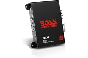 BOSS Audio Systems R1004 Riot Series Car Amplifier - 400 High Output, 4 Channel, 2/8 Ohm, High/Low Level Inputs, Full Range, 