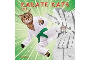 Karate Cats | 2024 12 x 24 Inch Monthly Square Wall Calendar | BrownTrout | Pets Funny Animals Feline