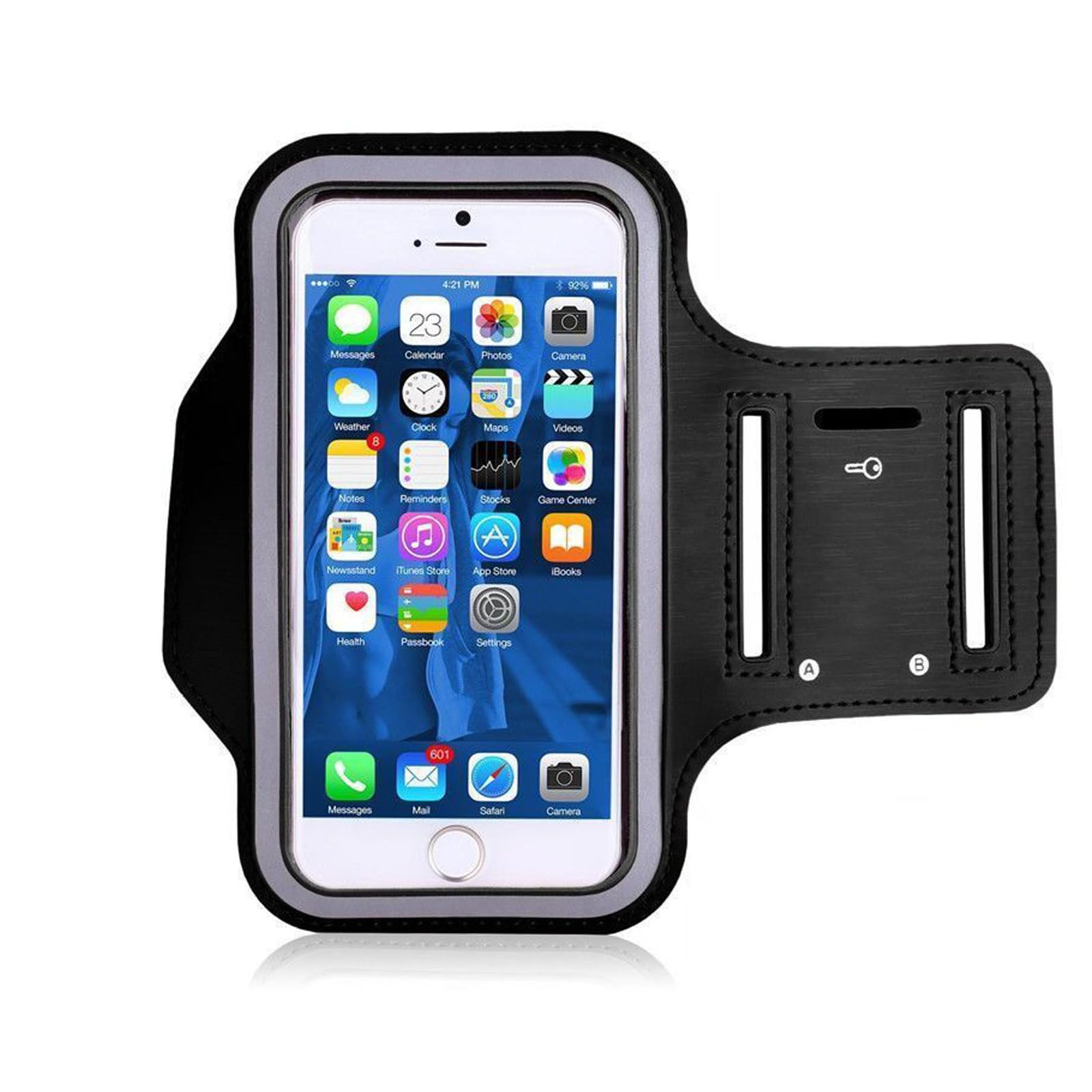 Arm Phone Holder, Stretchable Running Phone Holder Armband Sports Phone Case for Running Compatible with Models up to 7 inch Incl Key Holder (Black)