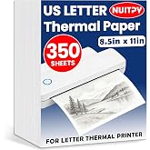 350 Sheets Thermal Printer Paper, 8.5in x 11in US Letter Size | BPA-Free Quick-Dry Thermal Printing, Thermal Paper Compatible with Inkless Letter Portable Printer for Home, Office, School