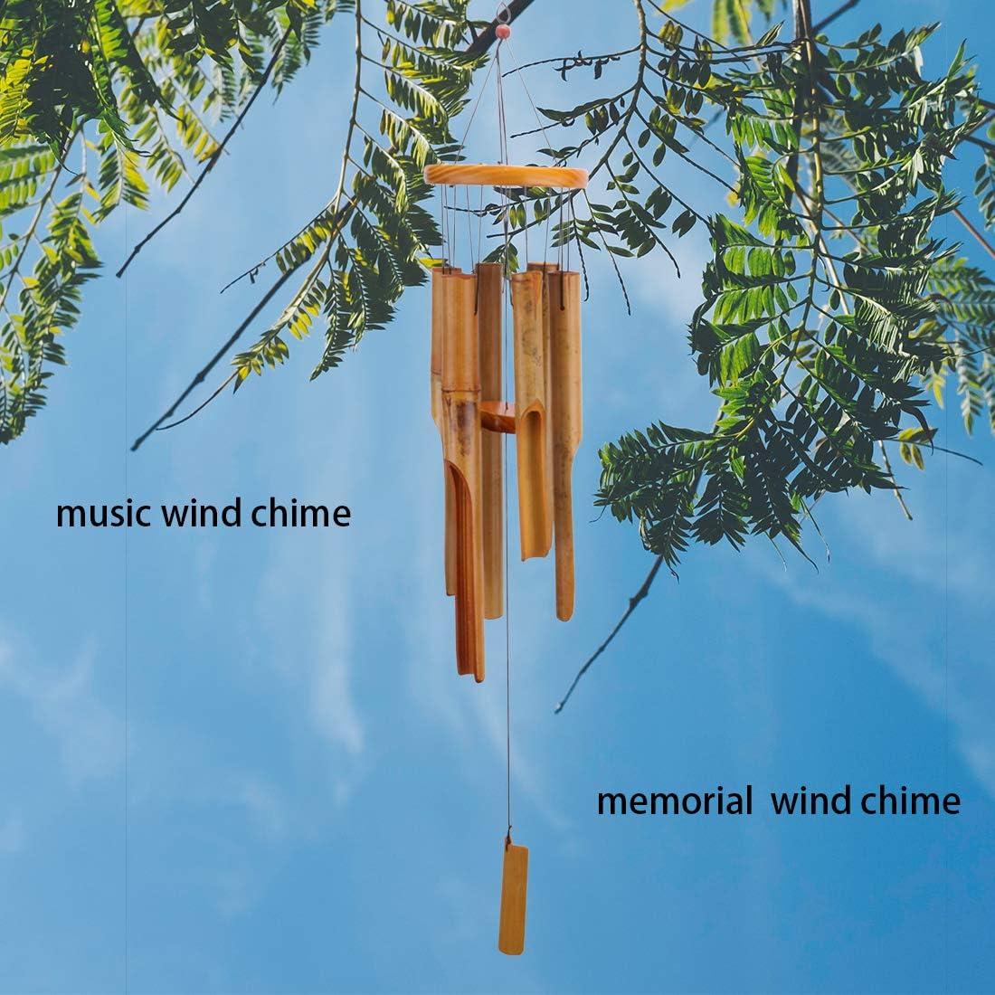 Afirst Wooden Wind Chimes Outdoor, Bamboo Wind Chimes with Amazing Deep Tone for Patio Garden Home Décor, Natural Beautiful Sound : Garden & Outdoor