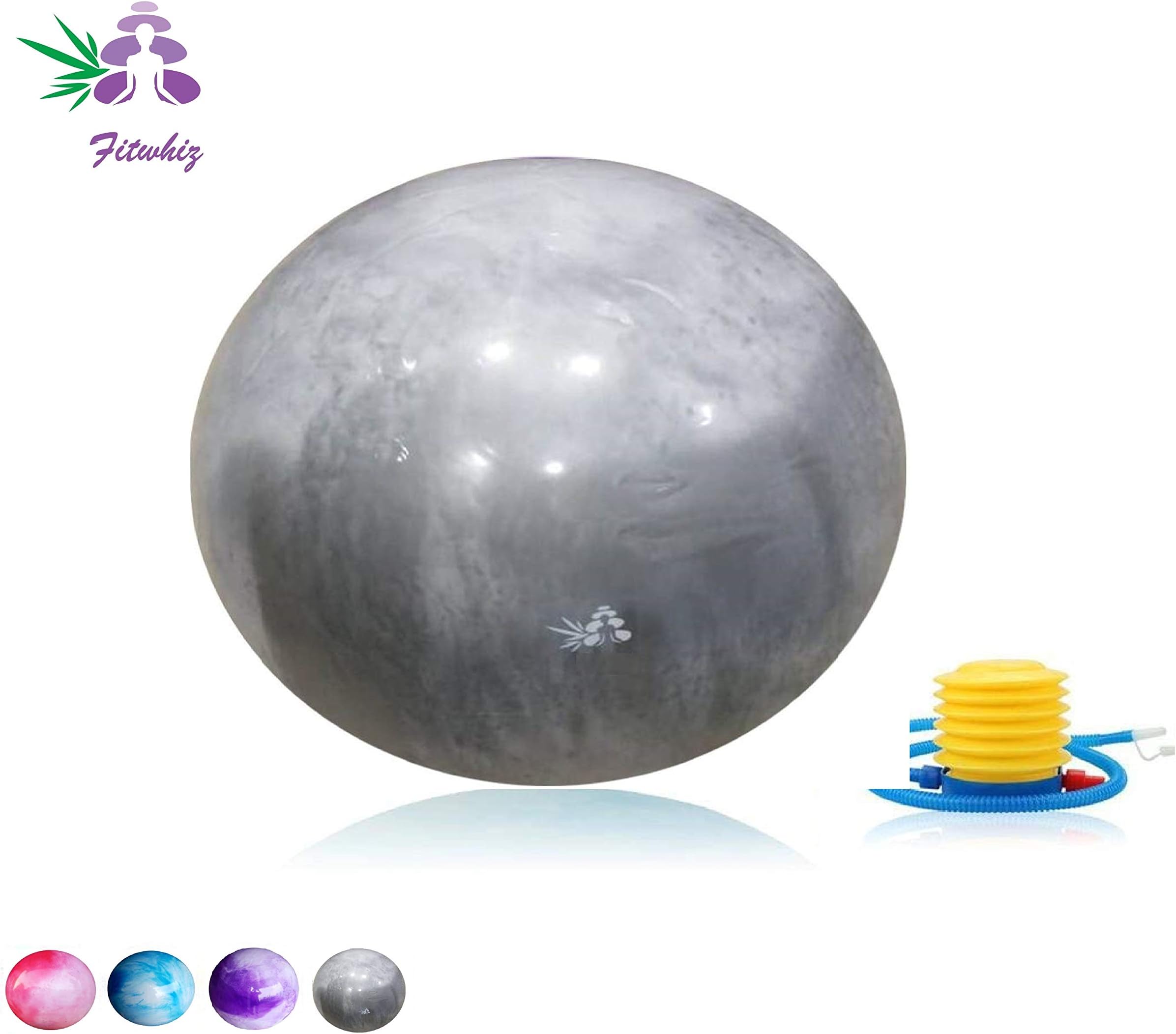 Fitwhiz Cloud Colored Exercise Ball (45CM-85CM) Extra Thick Explosion Proof Yoga Ball Chair, Anti-Burst Heavy Duty Stability Ball, Birthing Ball Quick Pump (Office & Home & Gym)