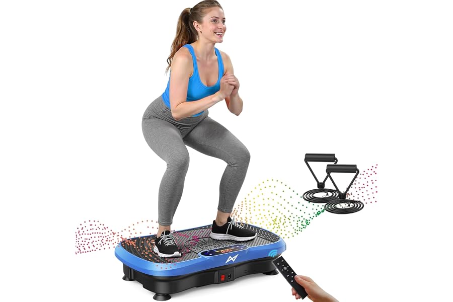 AXV Vibration Plate Exercise Machine Fitness Platform Body Vibrating Board | Curved Design 200W Powerful Oscillating 120 Leve