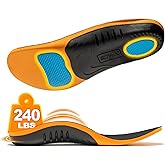 Plantar Fasciitis Insoles for Women Men, 240LBS+ High Arch Support Heavy-Duty Orthotic Inserts, Relief for Plantar Fasciitis, Knee Pain and Flat Feet-Cloud Step Comfort Gel Insoles for 10 Women/8 Men