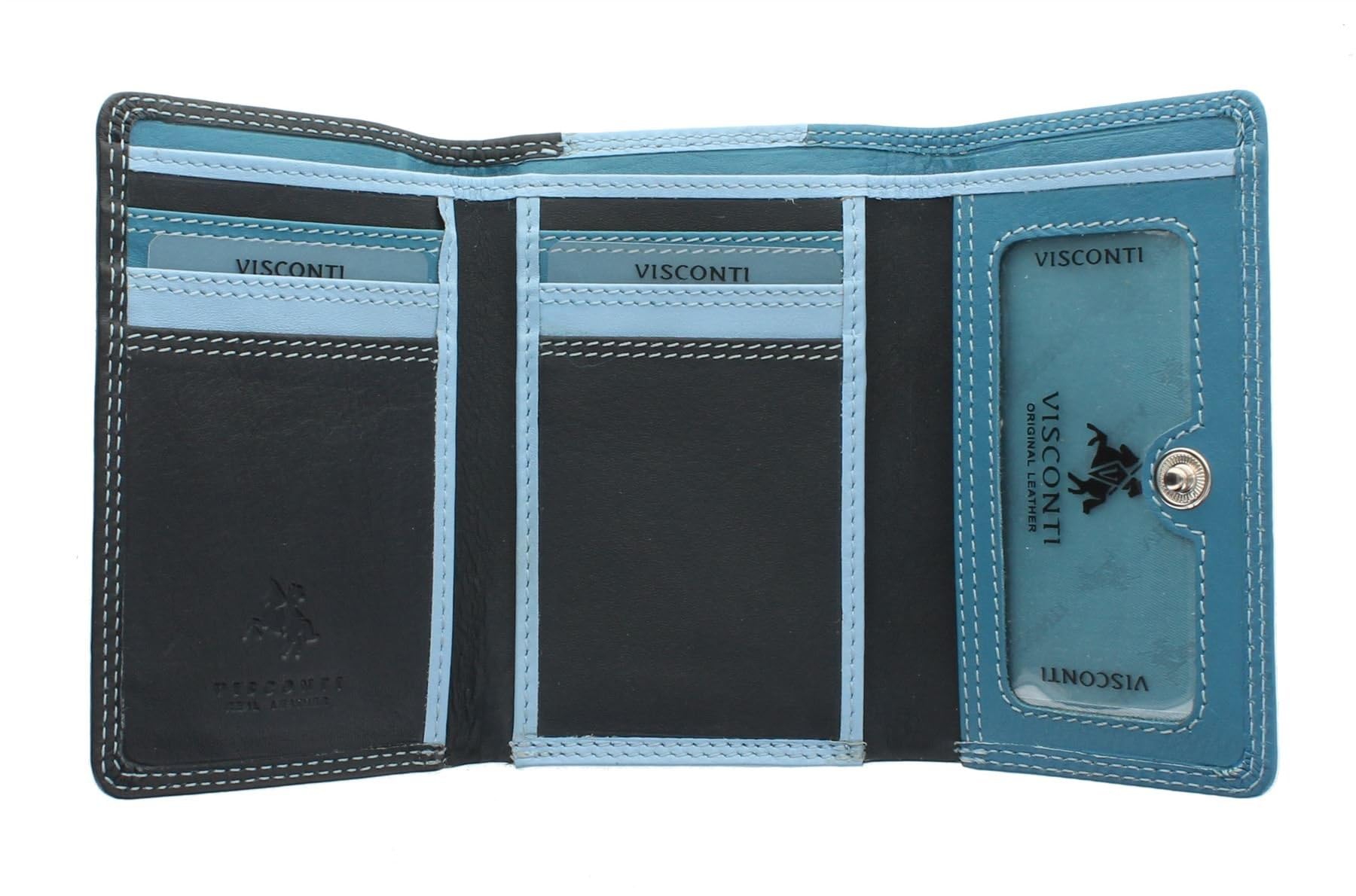 VISCONTI Rainbow Collection Leather Biola Purse RFID Blocking RB39 Blue Multi