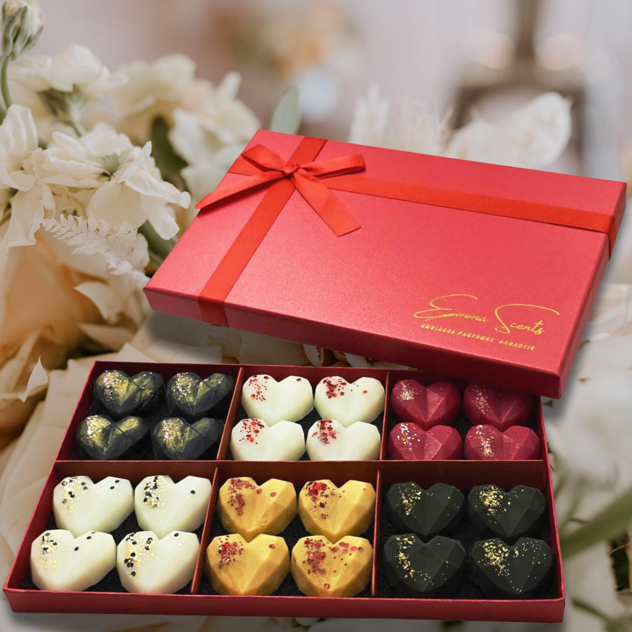 Handmade Scented Wax Melts for Candle Burner Tea Light – Gift Idea for a New Way to Fragrance Your Home (Prestige Red 3D Box)