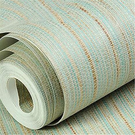 Nature Plain Green Brown Bamboo Straw Textured Wallpaper Roll For