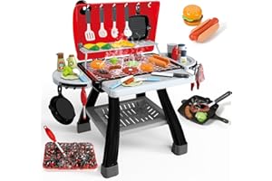 AUROTOPS 35pcs Kitchen Toy Set, Toy BBQ Grill Set, Cooking Toy Set, Little Chef Play, Kids Grill Playset Interactive BBQ Toy Set, Kids Kitchen Playset Toy Christmas Birthday Gift for Boys Girls