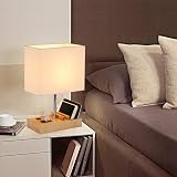 Briever USB Bedside Table Lamp with 3 USB Ports and Dock, Wood Base view 6