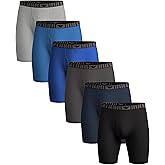 AMERICAN HEAVEN Men's Knee Length Boxer Briefs | Ultra Soft -Stretch Base Layer Boxer Brief with Fly-Pack of 6