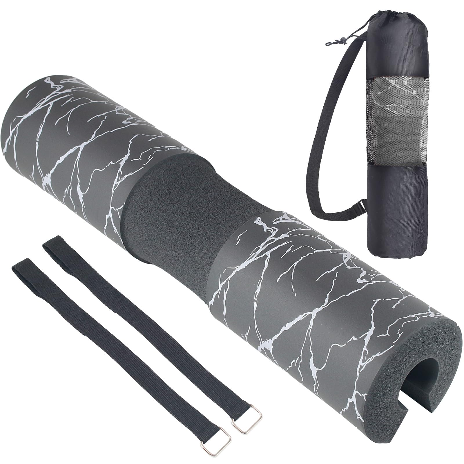 Dickplay Barbell Pad Squat Pad Comfy Extra Thick Foam Padding for Hip Thrusts Gym Fitness Work Out Heavy Duty Weightlifting Comfortable Squats Lunges Glute Bridges Fit Standard and Olympic Bars,Grey