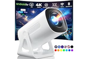 TransarJect Portable WiFi and Bluetooth Projector - 4K 1080P Supported Mini Movie Projector, 270°Adjustable Stand Outdoor Home Theater Star Projector with Ambient Light for Phone TV Stick Laptop