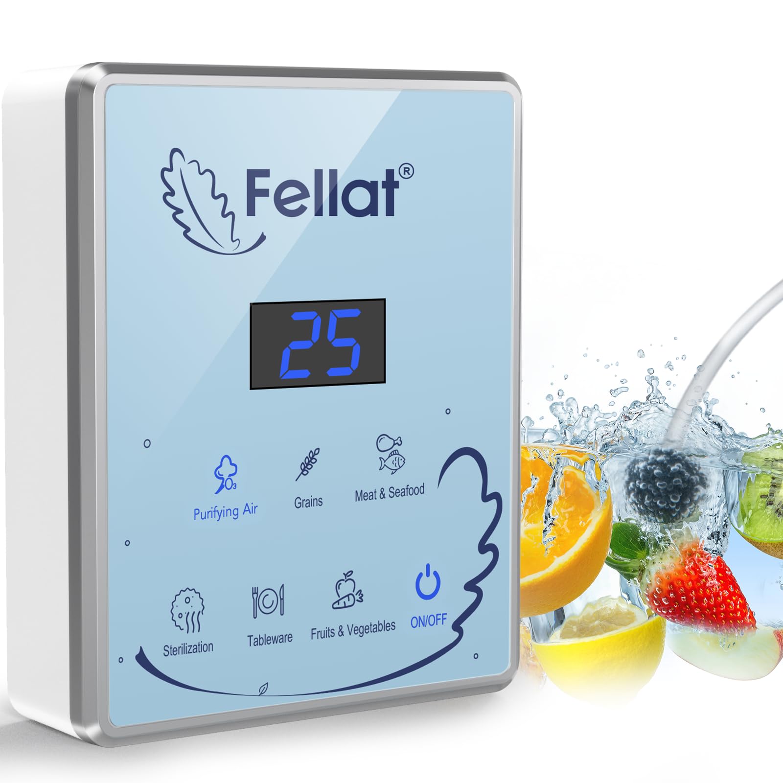 Ozone Generator, Ozone Deodorizer for 5-30 ㎡ Room, Multipurpose Ozone Machine for Water and Air, Portable Odor Eliminator with Timer & 2 Pack Air Stones for Home, Kitchen, Fruits & Vegetables