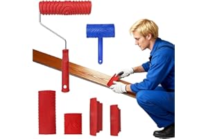 KingOrigin 6pcs Wood Grain Tool Set - 7 Inch Rubber Paint Rollers for Realistic Wood Texture | DIY Faux Wood Look on Desk/Door/Floors | Durable & Washable Graining Tools