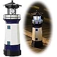 WDLFCGC Solar Powered Lighthouse - 12" Tall Solar Lighthouse with Rotating Beacon, 360 Degree Rotating Lighthouse Decoration, Best Lighthouse Gifts for Children(Octagon Blue)