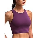 BAYDI Clouduxi High Neck Sports Bras for Women - Padded Workout Tank Tops with Built in Bra Racerback Gym Yoga Crop Top