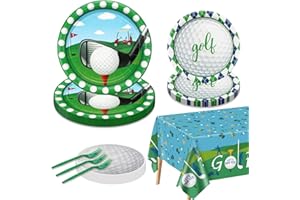 QUERICKY Golf Party Supplies for 20 Guests, Disposable Tableware Set Includes Golf Paper Plates, Golf Ball Napkins, Forks, Tablecloth for Men Golf Fans Birthday Party Decor Golf Sports Party Decorations