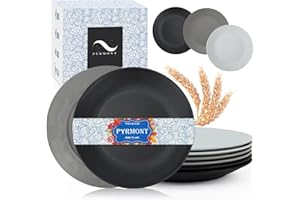 PYRMONT 10-inch Plastic Plates Reusable Kid Plates Camping Plates of 6, Lightweight Wheat Straw Plates, Dishes Plates Set Salad Plates Dinner Plates Dishwasher & Microwave Safe, BPA-Free