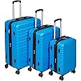 Amazon Basics 3-Piece Luggage Set (21", 26", 30"), Hardshell Suitcases With Wheels, Expandable For Up to 25% More Space, With Scratch-Resistant Surface, Four Multi-directional Wheels, Light Blue