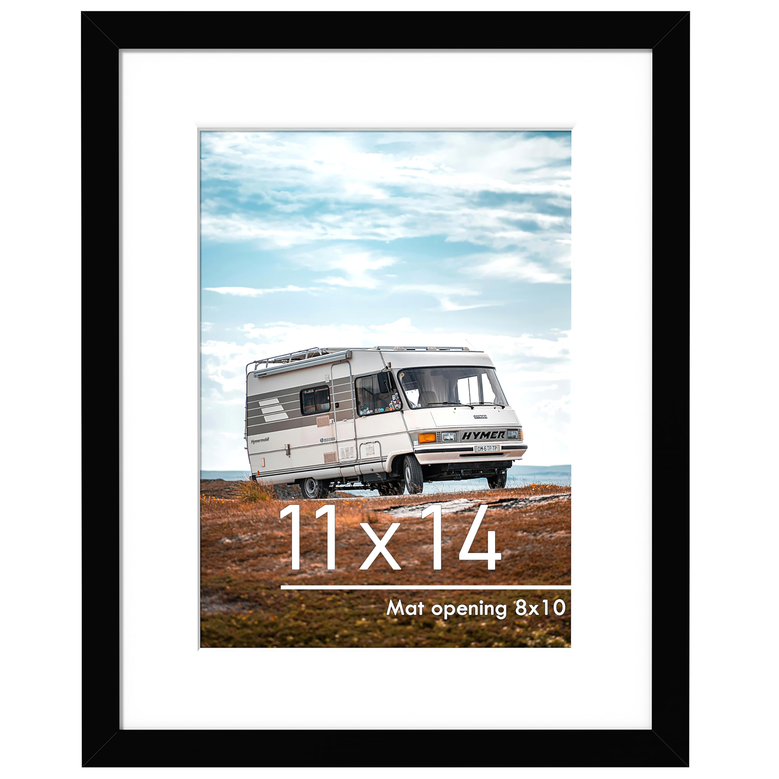 Photo 1 of ***DAMAGED - SEE NOTES/PICTURES*** PEALSN 11x14 Picture Frame, Display Pictures 8 x 10 with Mat or 11 x 14 Without Mat for Wall Mounting Display, Photo Frames, Black